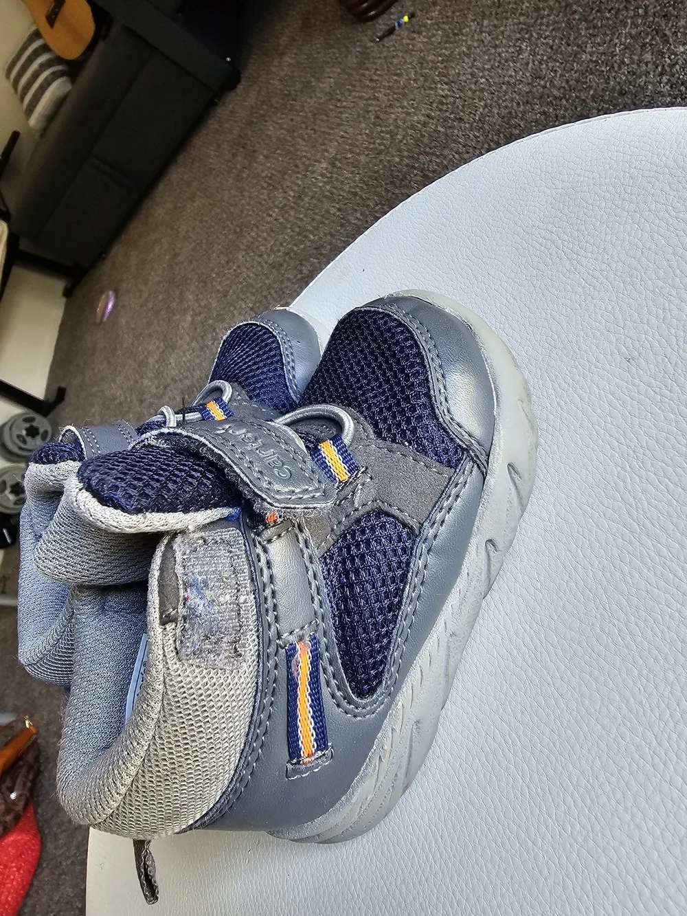 Carter's Navy and Gray Toddler Sneakers with Orange Accents